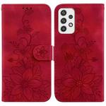 For Samsung Galaxy A23 Lily Embossed Leather Phone Case(Red)