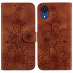 For Samsung Galaxy A03 Core Lily Embossed Leather Phone Case(Brown)