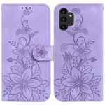For Samsung Galaxy A13 4G Lily Embossed Leather Phone Case(Purple)
