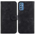 For Samsung Galaxy M52 5G Lily Embossed Leather Phone Case(Black)