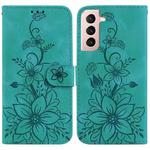 For Samsung Galaxy S22+ 5G Lily Embossed Leather Phone Case(Green)