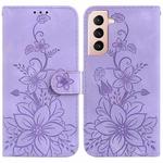 For Samsung Galaxy S22+ 5G Lily Embossed Leather Phone Case(Purple)