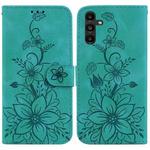 For Samsung Galaxy A13 5G Lily Embossed Leather Phone Case(Green)