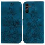 For Samsung Galaxy A13 5G Lily Embossed Leather Phone Case(Dark Blue)