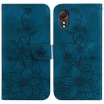 For Samsung Galaxy Xcover 5 Lily Embossed Leather Phone Case(Dark Blue)