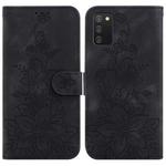 For Samsung Galaxy A03s US 164.2mm Lily Embossed Leather Phone Case(Black)