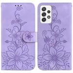 For Samsung Galaxy A52 5G / 4G Lily Embossed Leather Phone Case(Purple)