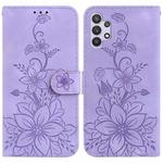 For Samsung Galaxy A32 5G Lily Embossed Leather Phone Case(Purple)