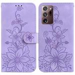 For Samsung Galaxy Note20 Ultra Lily Embossed Leather Phone Case(Purple)