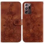 For Samsung Galaxy Note20 Ultra Lily Embossed Leather Phone Case(Brown)
