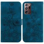 For Samsung Galaxy Note20 Ultra Lily Embossed Leather Phone Case(Dark Blue)