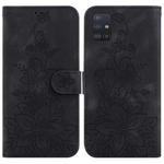 For Samsung Galaxy A51 5G Lily Embossed Leather Phone Case(Black)