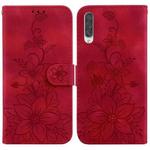 For Samsung Galaxy A70 / A70s Lily Embossed Leather Phone Case(Red)