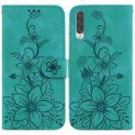 For Samsung Galaxy A50 / A30s / A50s Lily Embossed Leather Phone Case(Green)