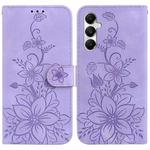 For Samsung Galaxy A05s Lily Embossed Leather Phone Case(Purple)
