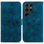 For Samsung Galaxy S24 Ultra 5G Lily Embossed Leather Phone Case(Dark Blue)