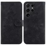 For Samsung Galaxy S24 Ultra 5G Lily Embossed Leather Phone Case(Black)