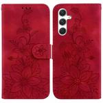 For Samsung Galaxy S24+ 5G Lily Embossed Leather Phone Case(Red)