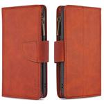 For Samsung Galaxy A10 / M10 Skin Feel Detachable Magnetic Zipper Horizontal Flip PU Leather Case with Multi-Card Slots & Holder & Wallet & Photo Frame & Lanyard(Brown)