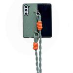 For Samsung Galaxy Z Fold5 Woven Texture Phone Case With Lanyard(Green)