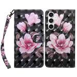 For Samsung Galaxy S23 FE 5G 3D Painted Leather Phone Case(Pink Flower)