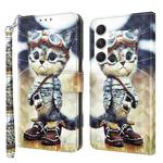 For Samsung Galaxy S24 5G 3D Painted Leather Phone Case(Naughty Cat)