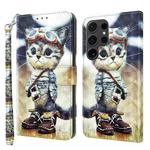 For Samsung Galaxy S24 Ultra 5G 3D Painted Leather Phone Case(Naughty Cat)