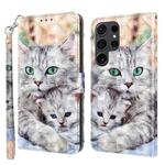 For Samsung Galaxy S24 Ultra 5G 3D Painted Leather Phone Case(Two Loving Cats)