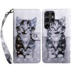 For Samsung Galaxy S24 Ultra 5G 3D Painted Leather Phone Case(Smile Cat)