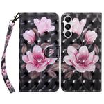 For Samsung Galaxy A35 5G 3D Painted Leather Phone Case(Pink Flower)