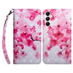 For Samsung Galaxy A35 5G 3D Painted Leather Phone Case(Red Flower)
