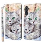 For Samsung Galaxy A55 5G 3D Painted Leather Phone Case(Two Loving Cats)