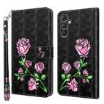 For Samsung Galaxy A55 5G 3D Painted Leather Phone Case(Rose)