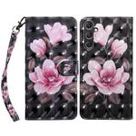For Samsung Galaxy A55 5G 3D Painted Leather Phone Case(Pink Flower)