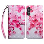 For Samsung Galaxy A55 5G 3D Painted Leather Phone Case(Red Flower)