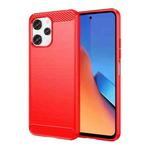 For Xiaomi Poco M6 Pro 5G Brushed Texture Carbon Fiber TPU Phone Case(Red)