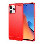 For Xiaomi Redmi 12 5G Brushed Texture Carbon Fiber TPU Phone Case(Red)