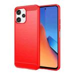 For Xiaomi Redmi Note 12R Brushed Texture Carbon Fiber TPU Phone Case(Red)