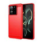For Xiaomi Redmi K60 Ultra Brushed Texture Carbon Fiber TPU Phone Case(Red)
