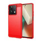 For Xiaomi Redmi Note 13 5G Brushed Texture Carbon Fiber TPU Phone Case(Red)