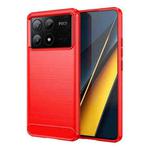 For Xiaomi Poco X6 Pro 5G Brushed Texture Carbon Fiber TPU Phone Case(Red)