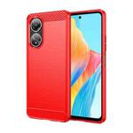 For OPPO A58 4G Carbon Fiber Brushed Texture TPU Phone Case(Red)