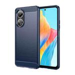 For OPPO A58 4G Brushed Texture Carbon Fiber TPU Phone Case(Blue)