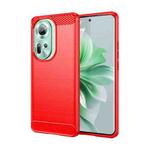 For OPPO Reno11 Global Carbon Fiber Brushed Texture TPU Phone Case(Red)