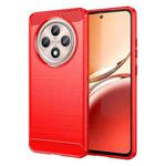 For OPPO Reno12 F 4G Brushed Texture Carbon Fiber TPU Phone Case(Red)