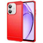 For OPPO A3x 5G India Carbon Fiber Brushed Texture TPU Phone Case(Red)