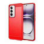For OPPO Reno12 Global Carbon Fiber Brushed Texture TPU Phone Case(Red)