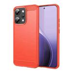 For OPPO Reno14 Pro Global Carbon Fiber Brushed Texture TPU Phone Case(Red)