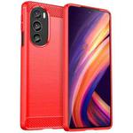 For Motorola Edge 30 Pro Brushed Texture Carbon Fiber TPU Phone Case(Red)