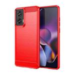 For Motorola Moto G Stylus 5G 2024 Brushed Texture Carbon Fiber TPU Phone Case(Red)